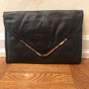 BCBGeneration Faux Leather Croc Embossed Clutch